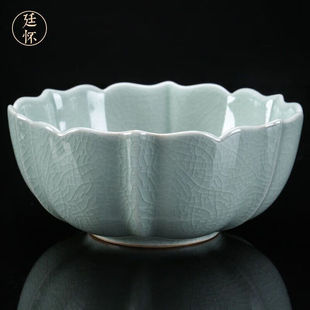 廷怀窑 汝瓷北宋张公巷卵青汝窑茶洗杯洗陶瓷家用茶道莲花茶洗