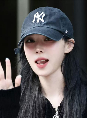 日代直邮金冬天同款47Brand黑色NY大标做旧棒球帽B-RGW17GWS-BKD