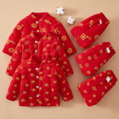 保暖棉服内胆 婴幼儿童加厚棉衣冬季 宝宝手工纯棉花棉袄棉裤 套装