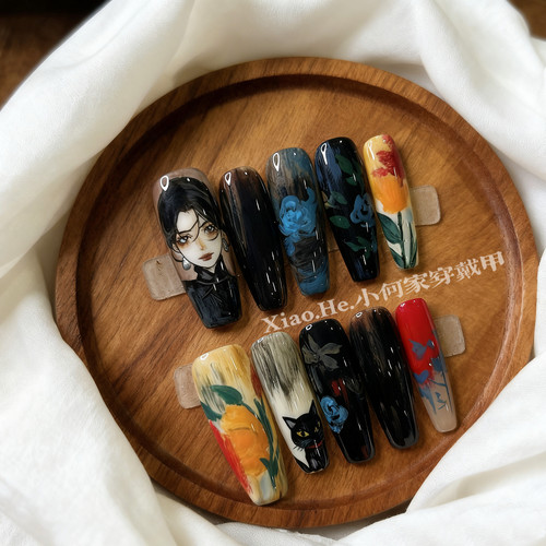 原创【 尘年昭昭 】小何家纯手工穿戴甲·高级手绘美甲贴片