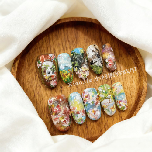 【 绿芒果的夏天 】小何家纯手工穿戴甲·高级手绘美甲贴片