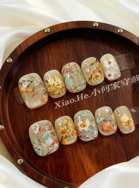 LY【  热春光】小何家纯手工穿戴甲·高级手绘美甲贴片