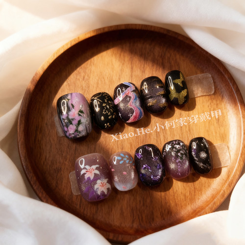 【  早间雾浓 】小何家纯手工穿戴甲·高级手绘美甲贴片