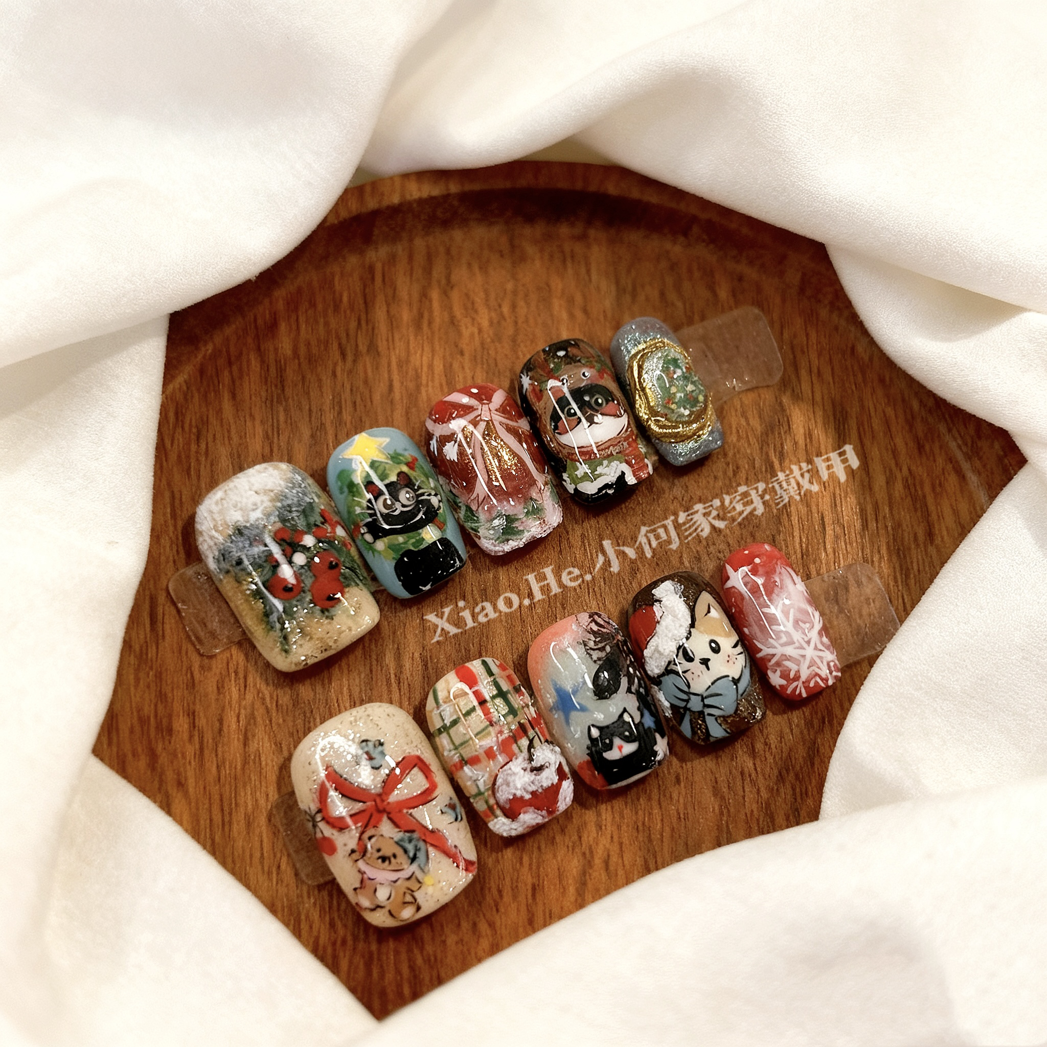 【  柏铃 】小何家纯手工穿戴甲·高级手绘美甲贴片