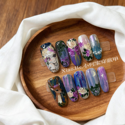 原创【  林深寻鹿】小何家纯手工穿戴甲·高级手绘美甲贴片