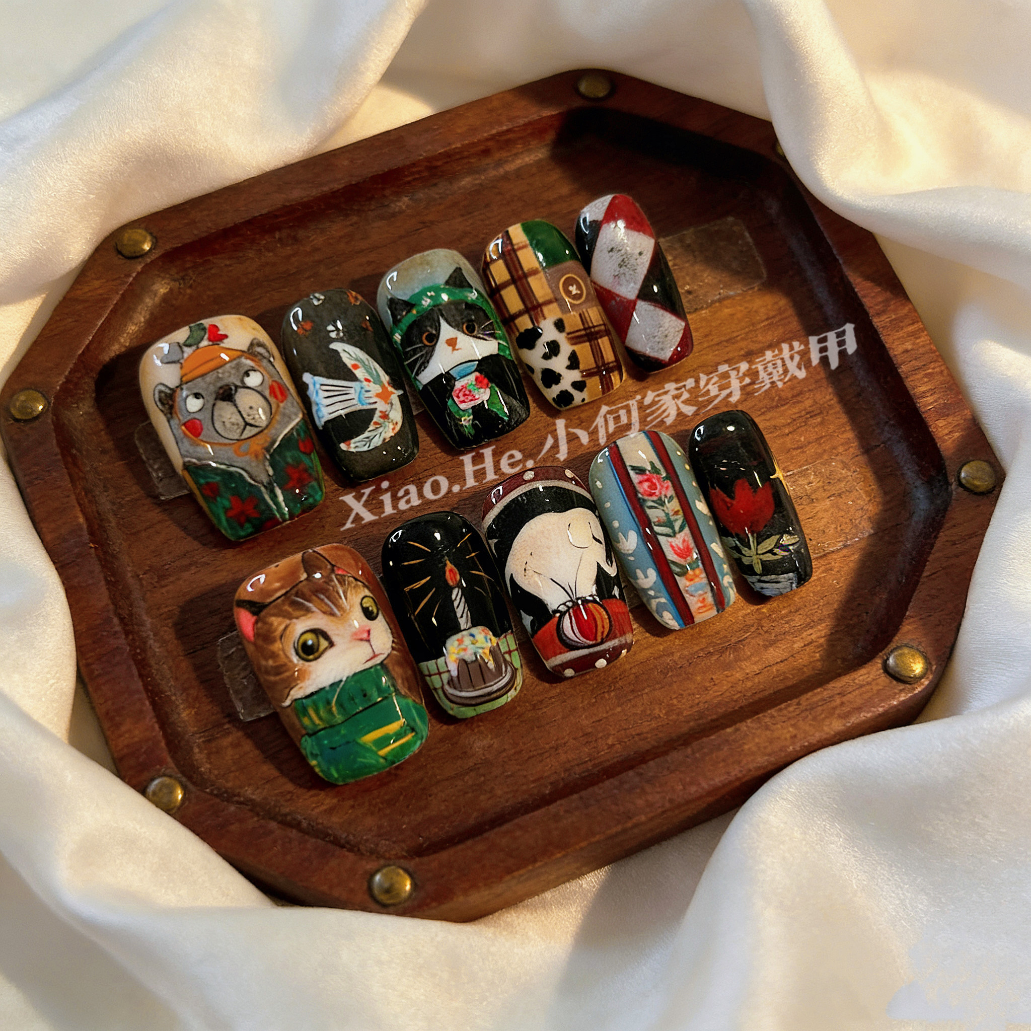 原创【 炉火盗袜者】小何家纯手工穿戴甲·高级手绘美甲贴片,商务/设计服务,礼品定制,淘宝优惠券,粉丝福利购,淘宝优惠卷