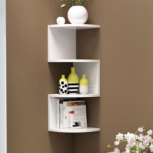 墙角置物架转角书架墙壁拐角墙上隔板卧室客厅角落三角收纳免打孔