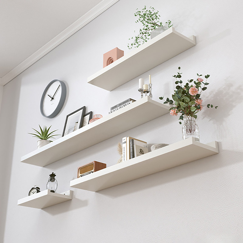 墙上置物架免打孔墙壁实木一字隔板木板书架厨房客厅壁挂墙面收纳