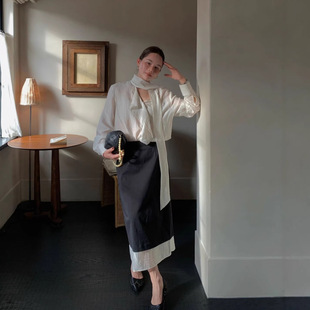 【2/24 春上新】26春法式温柔绝美上衣双层拼色半裙时尚套装C8615