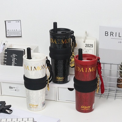 保温杯女士高颜值2025新款316不锈钢量杯食品级男陶瓷内胆蛇年款