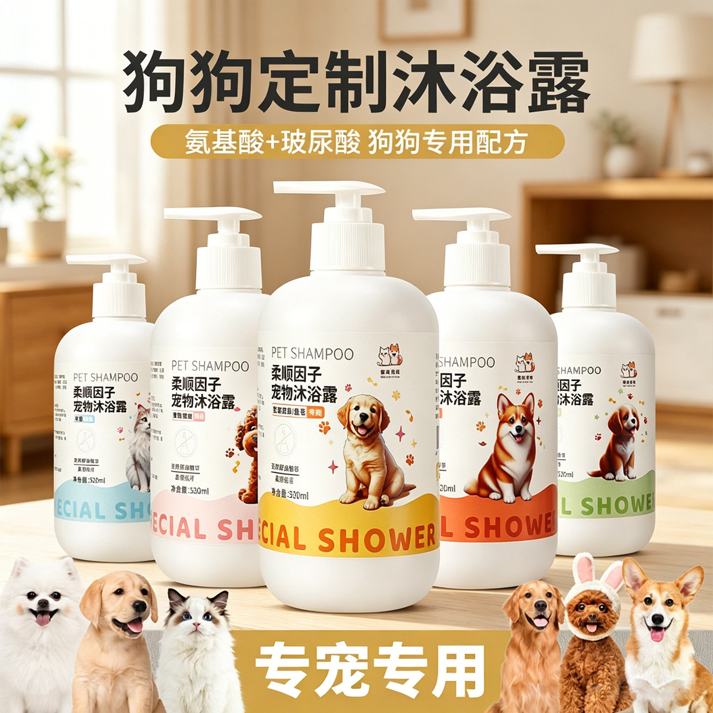 狗狗沐浴露杀菌除臭持久留香宠物洗澡比熊泰迪博美猫咪沐浴液除螨