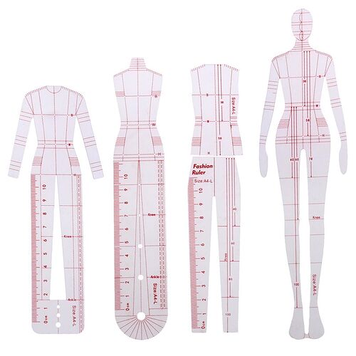 5pcs/set Women Fashion Drawing Ruler Figure Drawing Templat