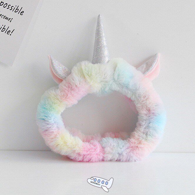 holiday soft rainbow unicorn hair hoop plush adorable plush