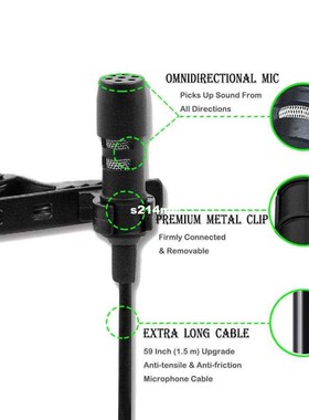Clip-on Lavalier Mini Microphone 3.5mm Jack Wired Condenser