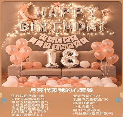 Female asure birthday decoration scene simple male
