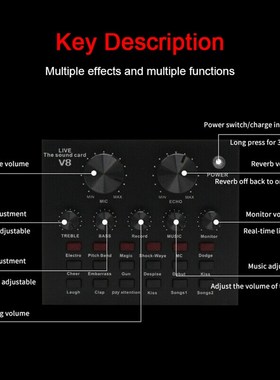 V8 External Sound Card Audio Set Interface Microphone Record