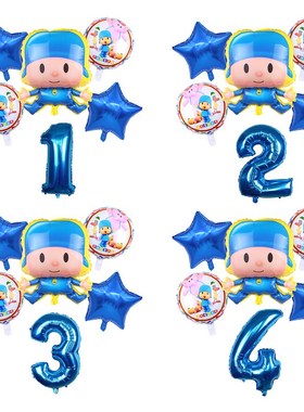 6pcs/set Cartoon Pocoyo  Foil Balloon 32inch Number Balloon
