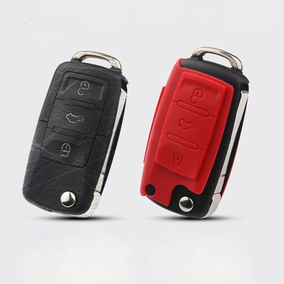 Silicon Carbon Fiber Car Key Cover Case For Volkswagen VW Go