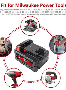 2pcs 6000mAh Li-ion Tool Battery for Milwaukee M18 48-11-181