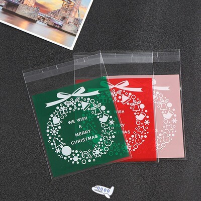 100pcs/lot Christmas Candy&Cookies Bag Cellophane Packing Wr