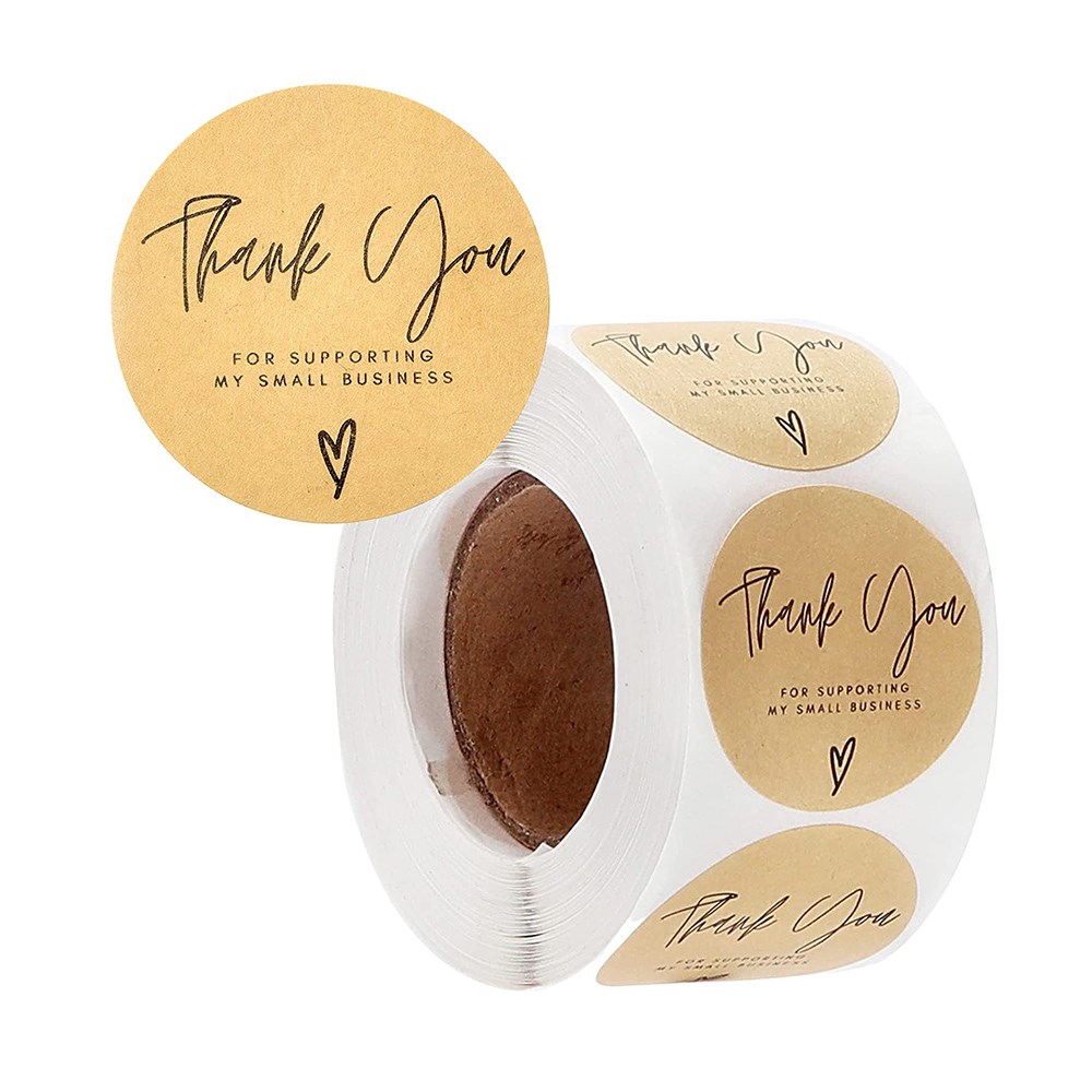 50-500pcs Round Kraft Paper Thank You For Supporting My Bus