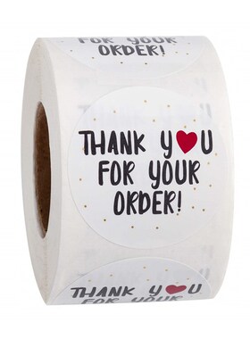 50-500pcs round thank you for your order sticker white label