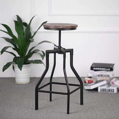 iKayaa Height Adjustable Swivel Bar Stool Industrial Style N