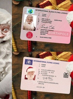 5pc Creative Santa Claus Flight License Christmas Eve Drivin