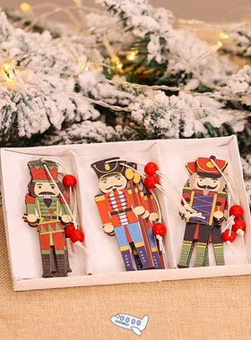 9Pcs/set Christmas Tree Decorations Wooden Nutcracker Soldie