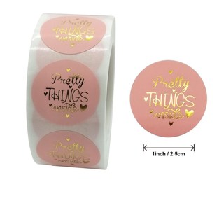 50-500pcs Pink Label Stickers Foil Thank You Stickers Taste