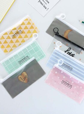 Eco-Friendly PVC Stationery Storage Bags Zipper Office Bills