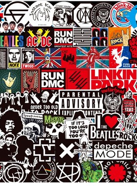 100Pcs Rock Sticker Music Retro Band Graffiti JDM Stickers