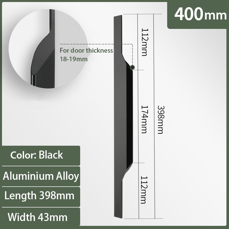 Black Hidden Cabinet Handle Aluminium Alloy Kitchen Handle D