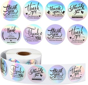 25mm Rainbow Laser Thank You Stickers Small Business Sticker