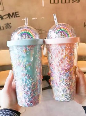Straw cup modern cute personality color beautiful plastic wa