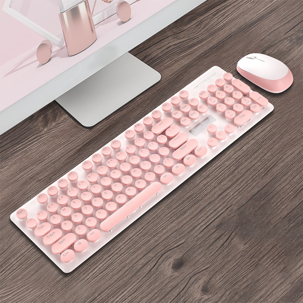 104 Key Wireless Pink Wireless Rechargeable Mechanical Keyb