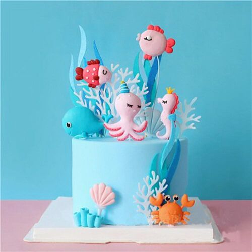 Cute Sea Animals Cake Topper Octopus Seahorse Cake Decor Mer