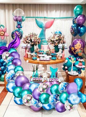 The Little Mermaid Party Balloon Decor Mermaid Birthday Part