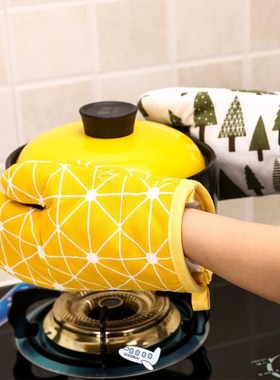 1Pc Cotton Oven Gloves Heatproof Mitten Kitchen Cooking Micr