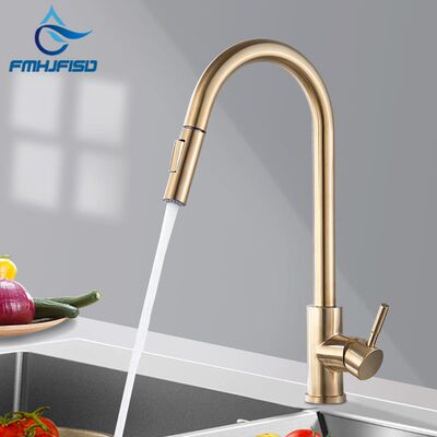 Kitchen Faucet Brushed Gold Pull Out Kitchen Sink Water Tap