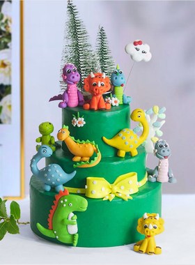 Cartoon Baby Dinosaur Cake Topper Dinosaur Jungle Safari Bir