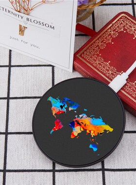 World Map Travel Qi Wireless Charger For iPhone 11Pro Max 8