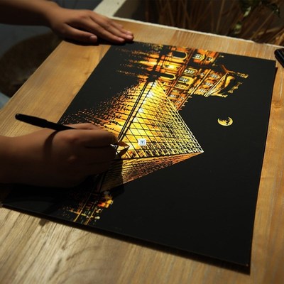 41*28 cm Magic Scratch Art Crafts World City Scraping Painti