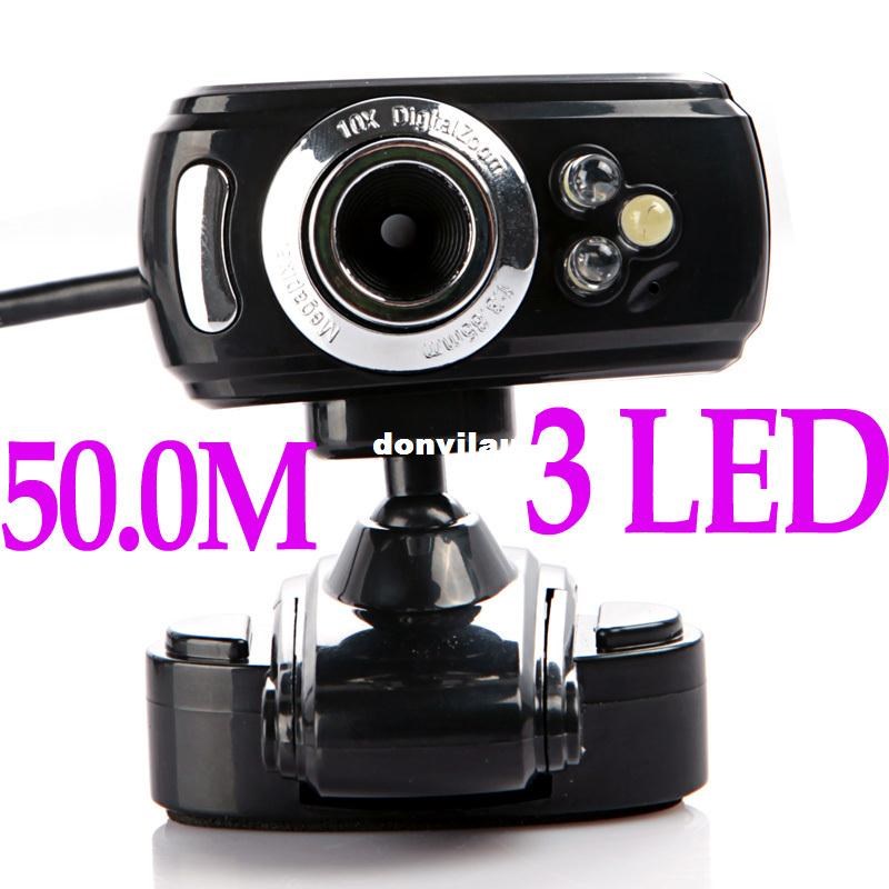 USB 2.0 50.0M 3 LED PC Camera HD Webcam Camera Web Cam with
