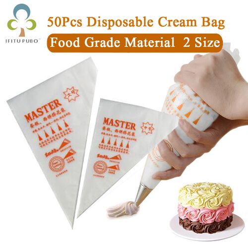 50pcs Disposable Piping Bag Pastry Bag Icing Piping Cake Cup