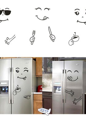 Creative Cute Fridge Sticker Funny Happy Delicious Face Kitc