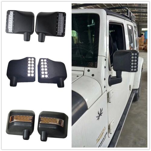 For Wrangler Side View Mirrors Housing With Led White DRL Am