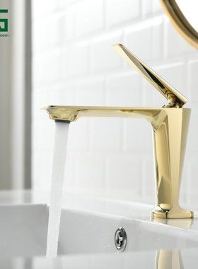 Top Sale Basin Faucet Golden Plated Deck Mounted Tap Mistura