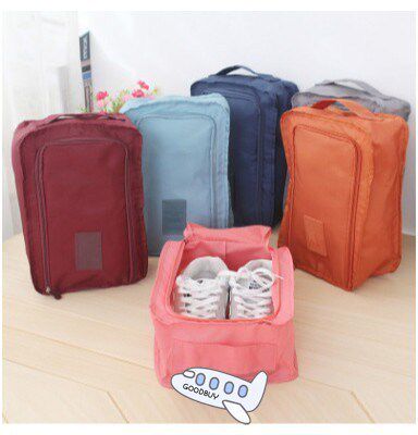 Navey Blue Convenient Travel Storage Shoe Bag Nylon Double L