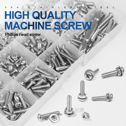 541/721pcs Cross Recessed Round Head M3 M4 M5 Screw Set Nut